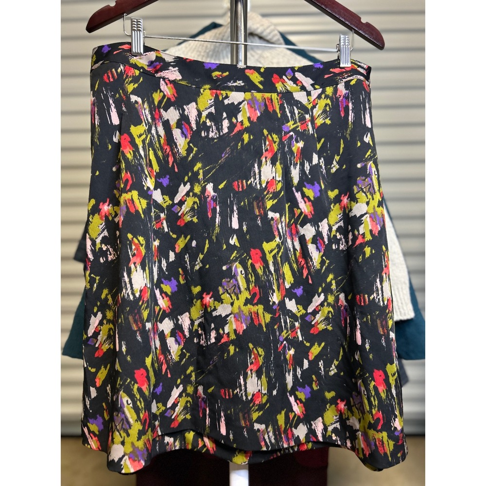 Lane Bryant Skirt Women 14 Black Multicolor Abstract A-Line Knee Length New NWT